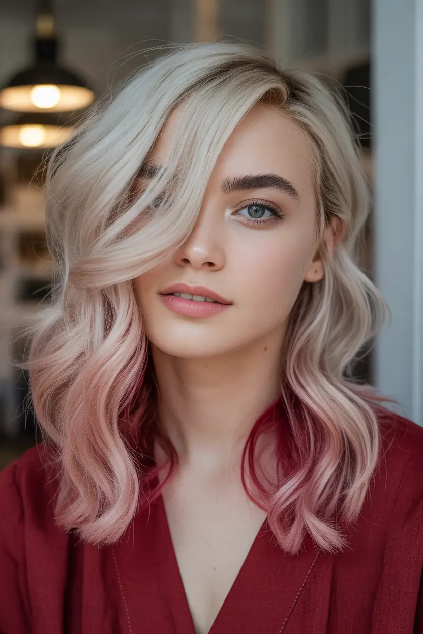 spring blonde hair color Soft Rose Blonde Waves with Romantic Depth