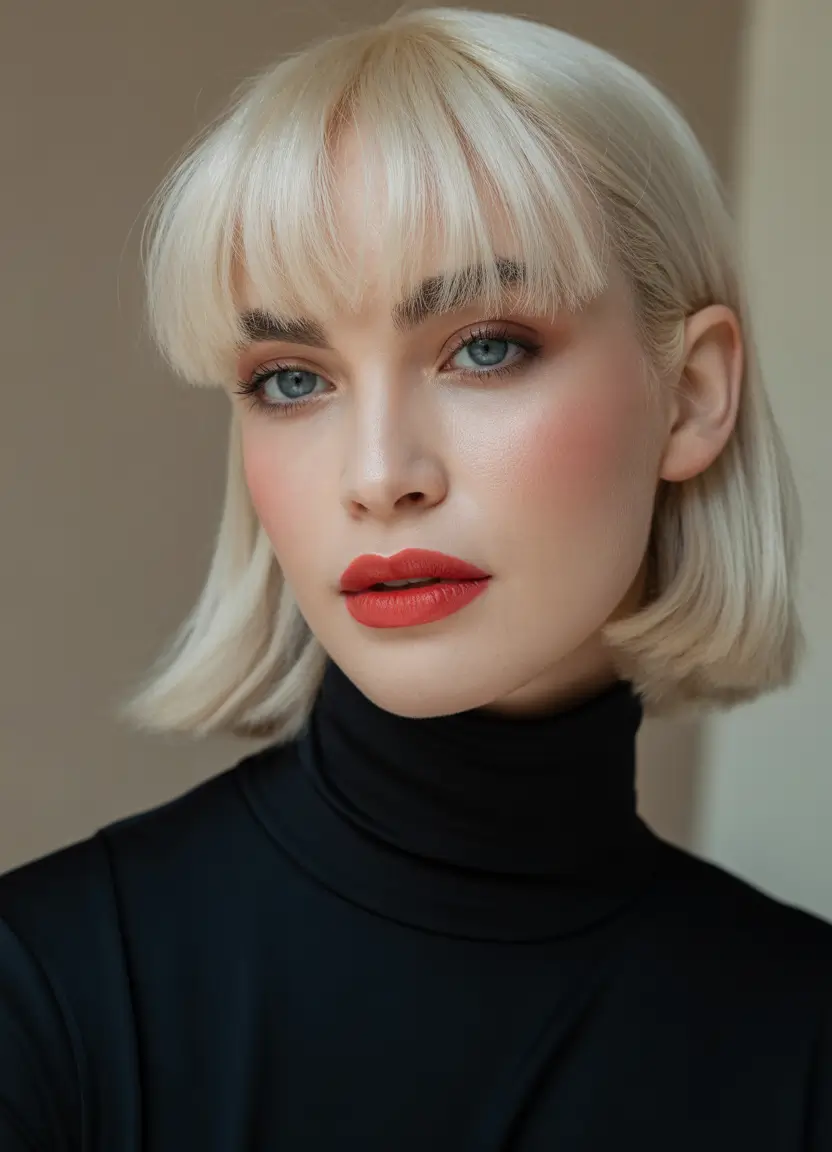 spring blonde hair color French-Inspired Blonde Bob with Soft Fringe