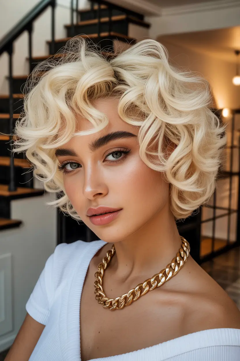 spring blonde hair color Voluminous Vintage Blonde Curls with Modern Shine