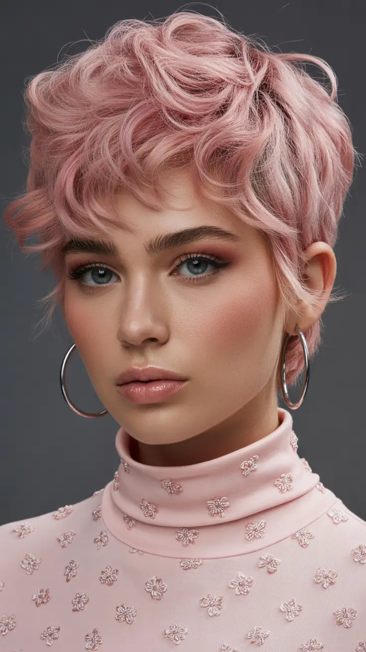 spring haircuts 2026 Textured Rose-Toned Crop With Playful Volume