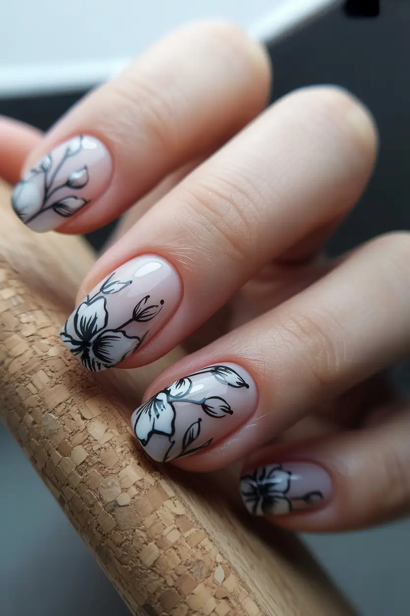 spring nail art Delicate Botanical Minimalism for Early Spring