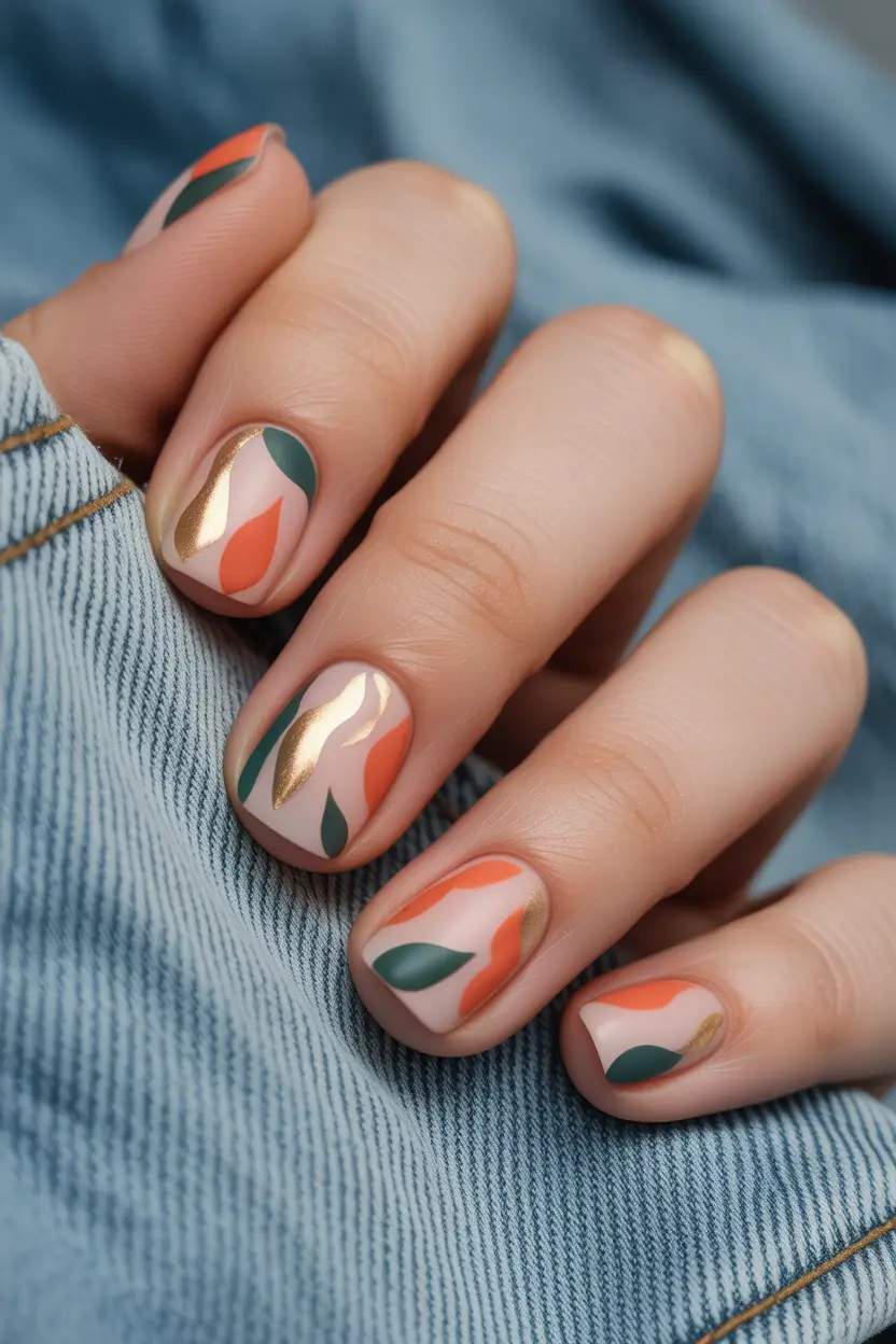 spring nail art Abstract Spring Color Blocking on Short Nails