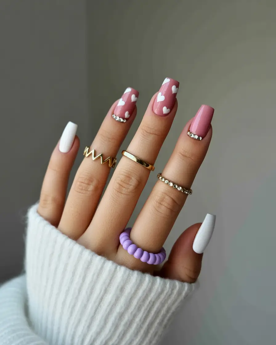 spring nail art Romantic Heart Details for Soft Spring Energy