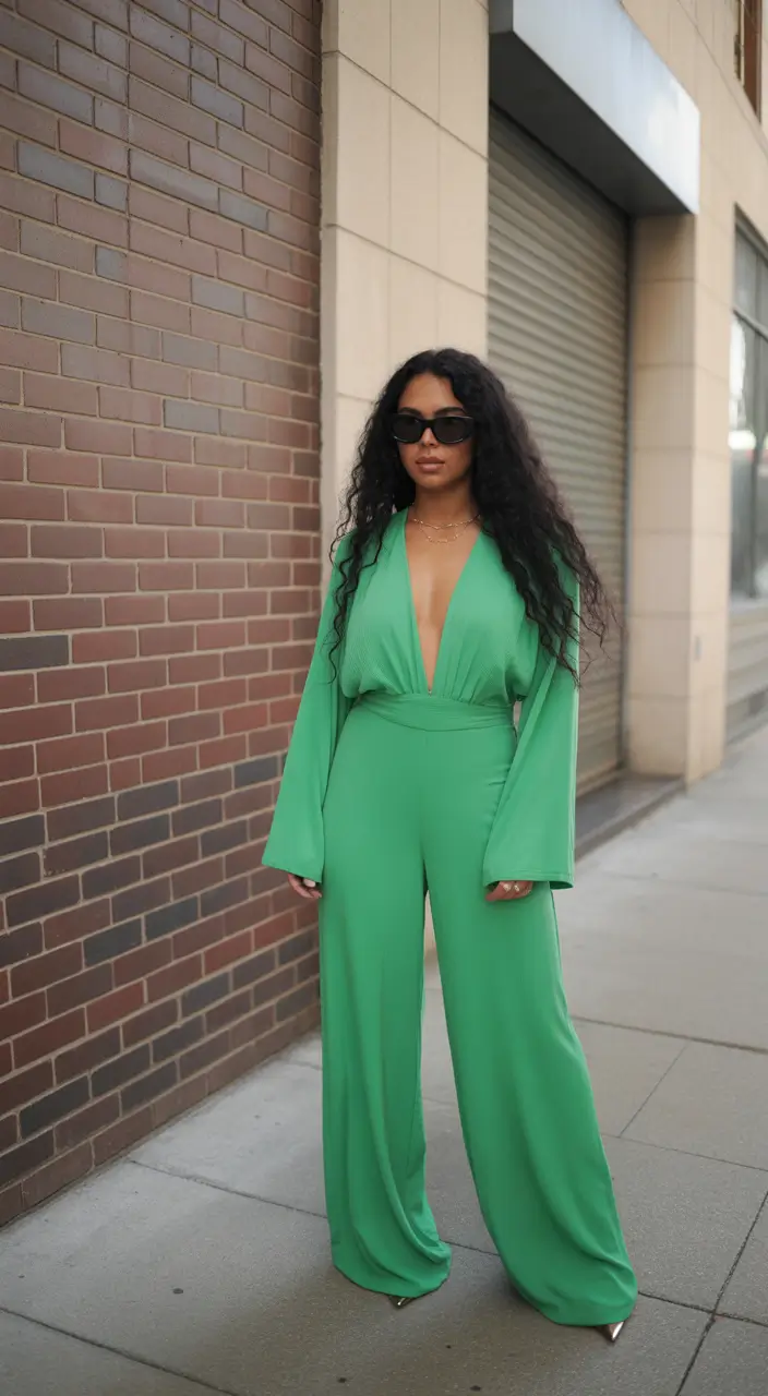 spring outfits black women Emerald Green Jumpsuit for Bold Spring Energy