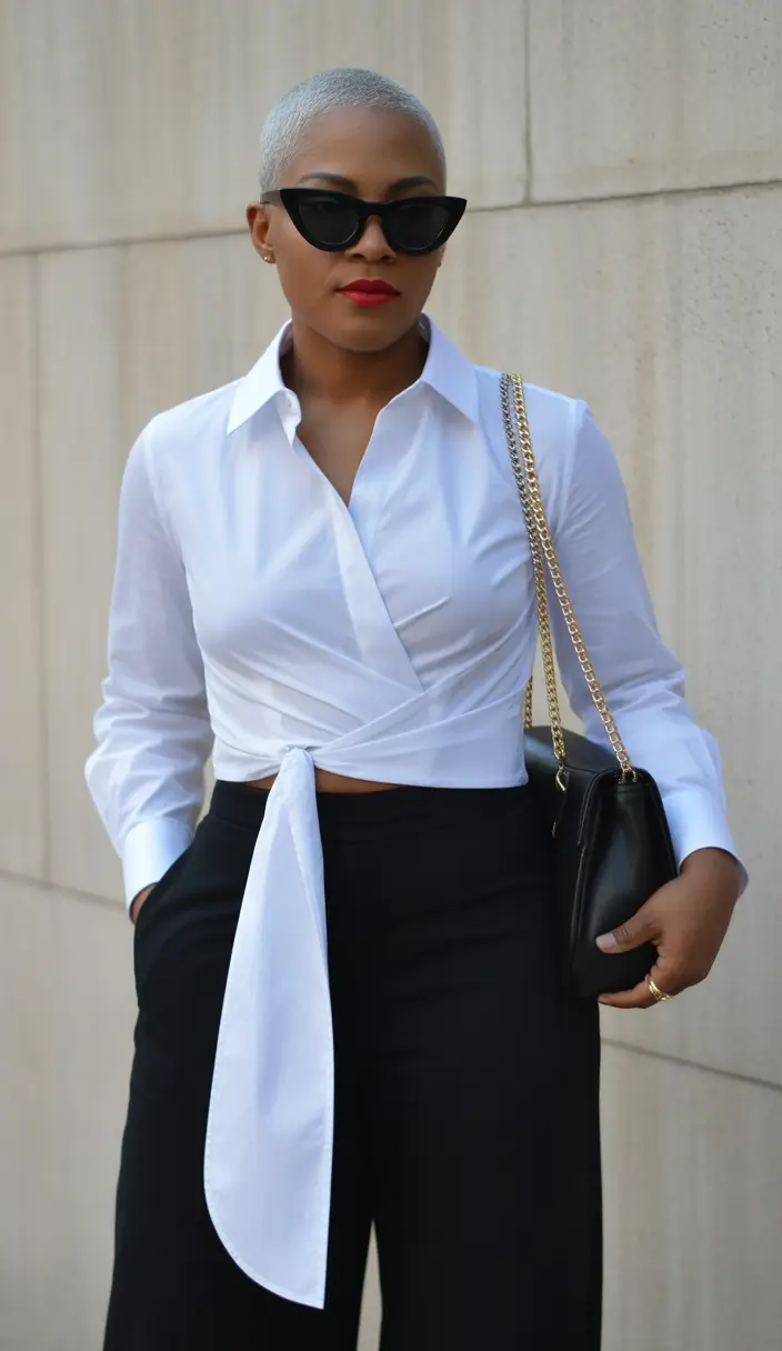 spring outfits black women The Crisp Wrap Shirt That Makes Everything Look Expensive