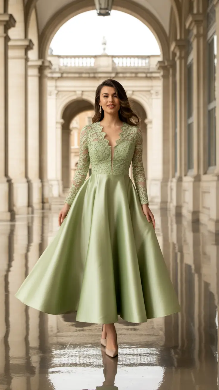 spring wedding guest outfit Sage Lace and Satin - The Modern Princess Moment for 2026