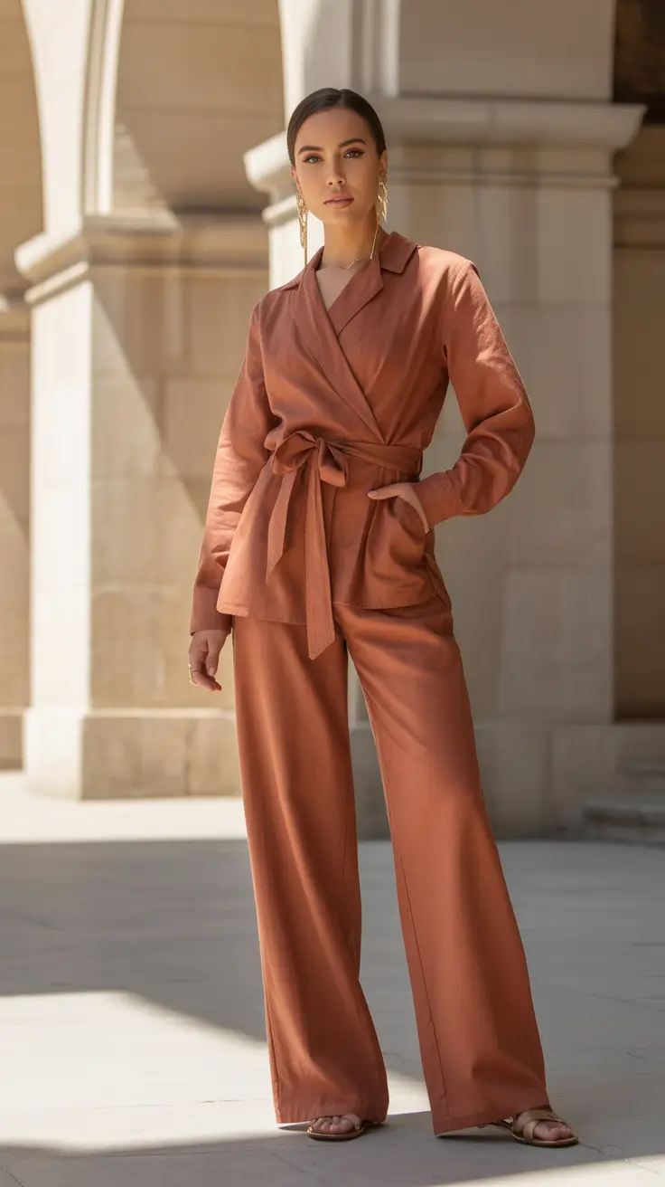 spring work outfits Warm Terracotta Tailoring for Sunny Spring Days