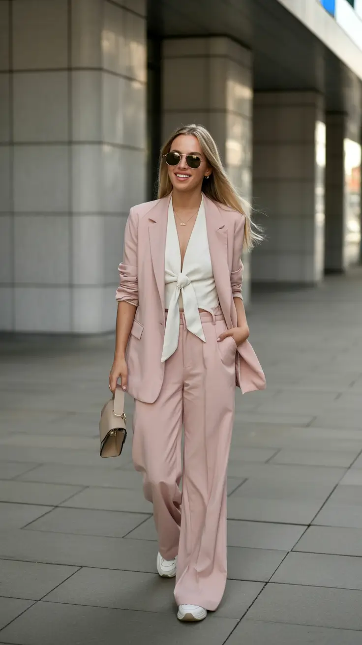 spring work outfits Modern Pink Tailoring with a Confident Twist