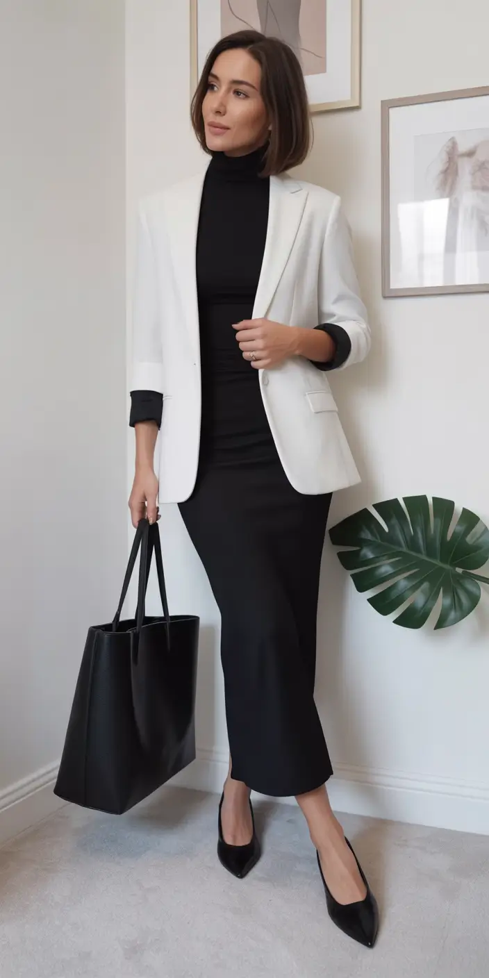 Spring Workwear Minimal Contrast Layers for a Sharp Spring Business Mood