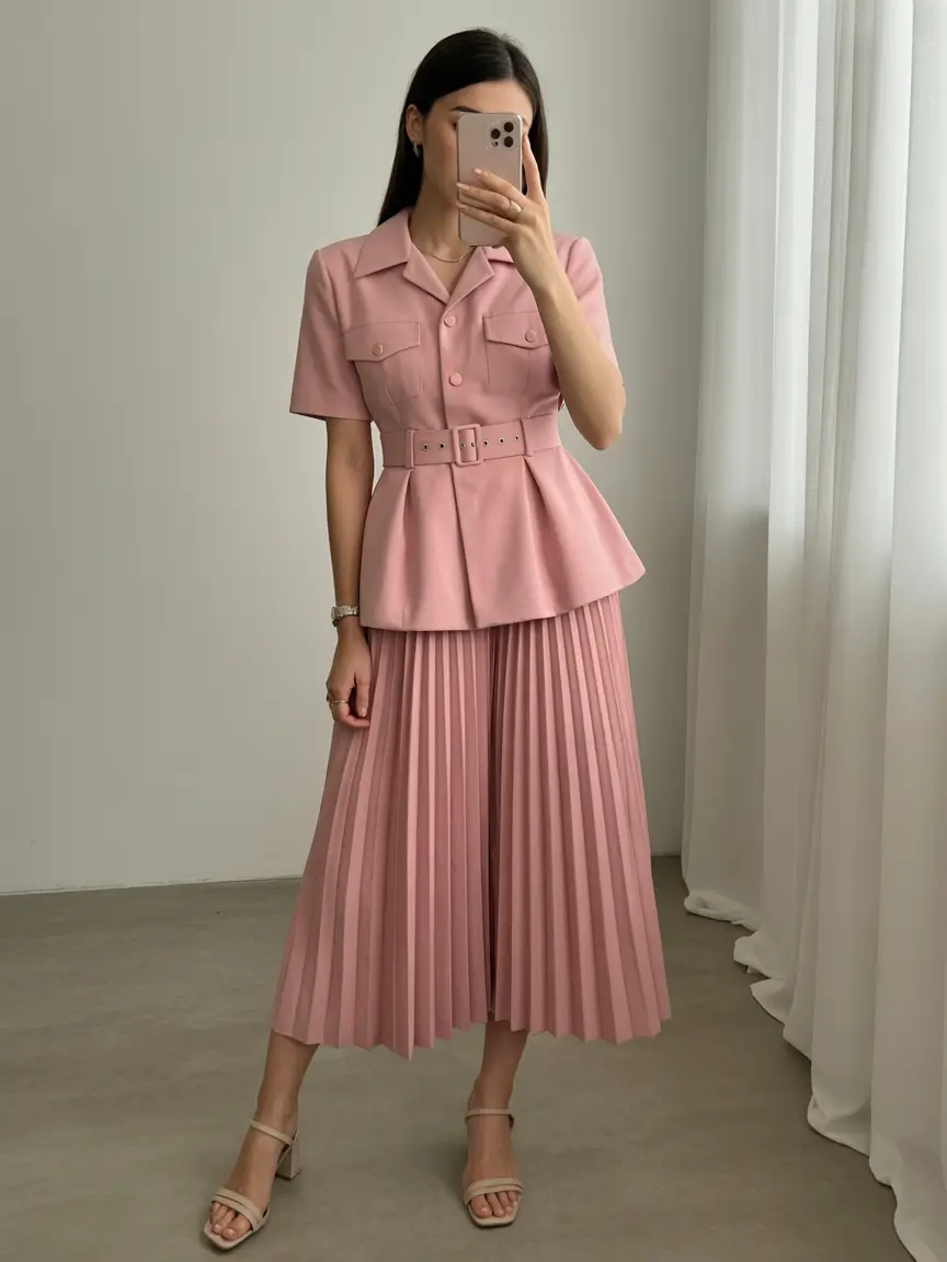 Spring Workwear Soft Pink Pleats for a Bright Feminine Spring Work Dress Mood