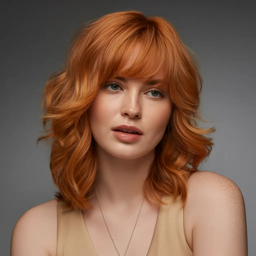 spring hair color for brown skin Soft Copper Layers With Natural Movement