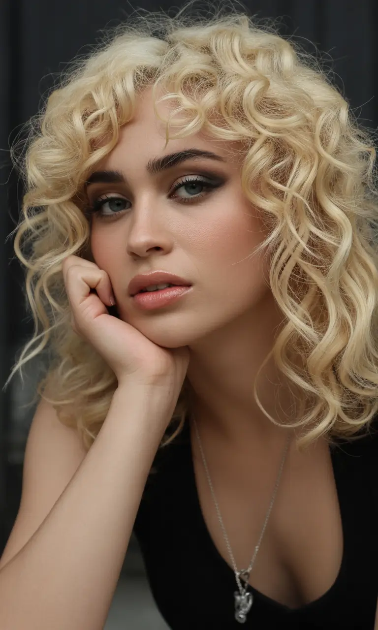 spring hair color for brown skin Butter Blonde Curls With Soft Vintage Glam