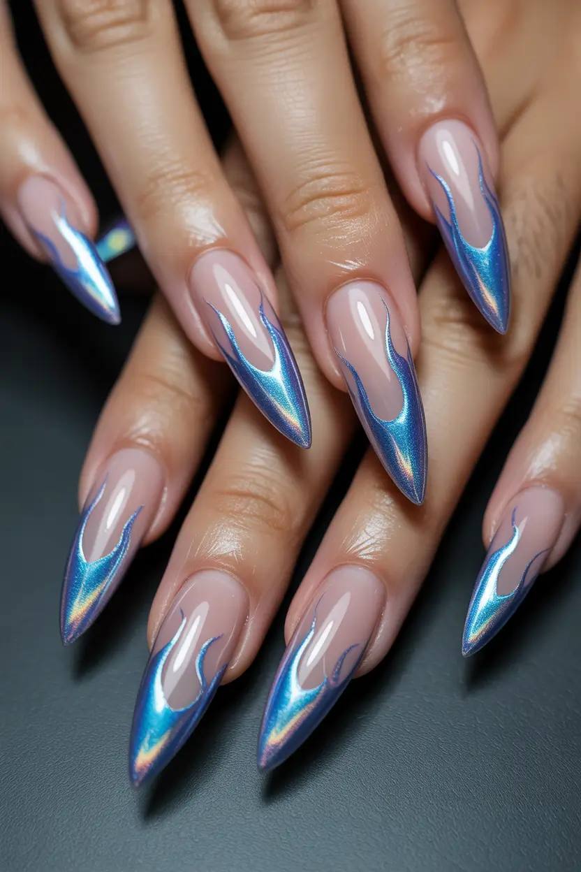 spring nails acrylic Chrome Flame Glam for Bold Spring Energy