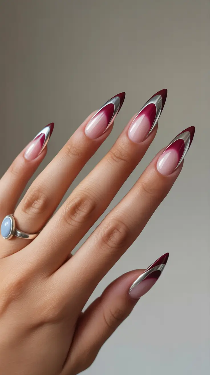 spring nails acrylic Deep Red Sculpted French for Statement Spring Evenings