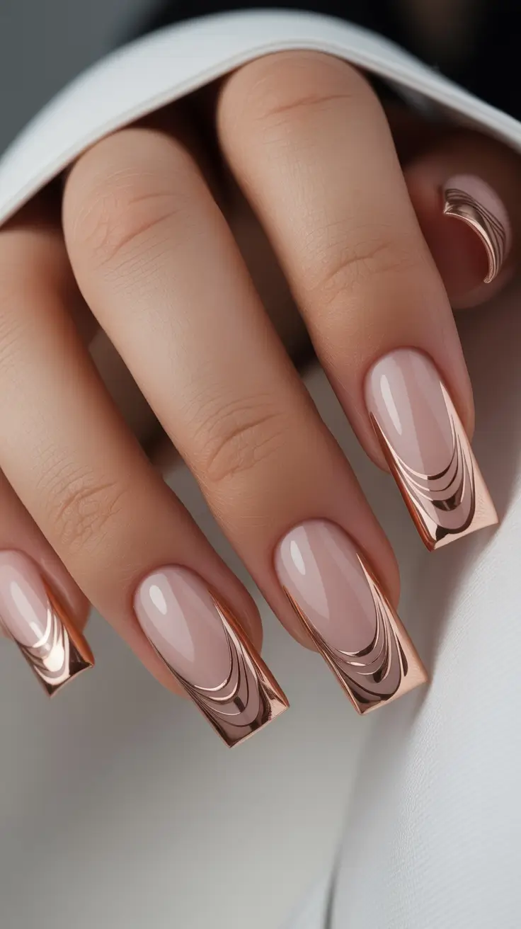 spring nails acrylic Rose Chrome Frame Nails for Elevated Minimal Glam