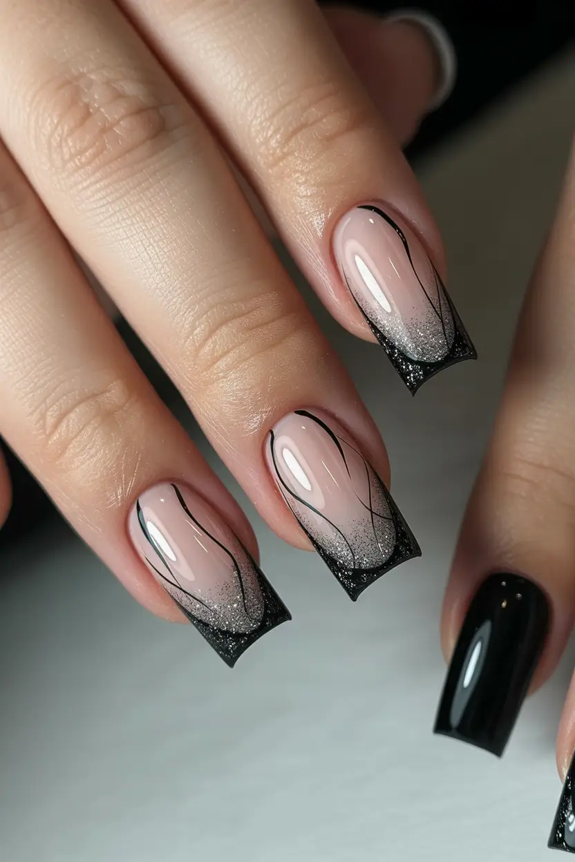 spring nails acrylic Soft Graphic French for Modern Minimalists