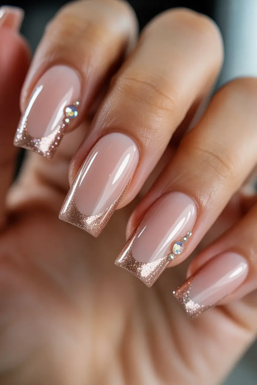 spring nails acrylic Blush Pink Crystal Glow for Romantic Spring Days