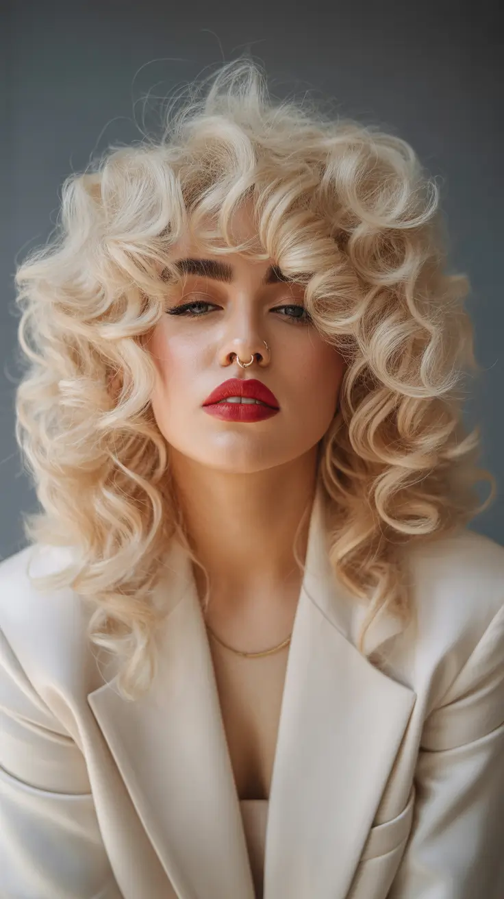 spring hair color light skin Vintage Champagne Blonde Curls With a Soft-Luxe Finish