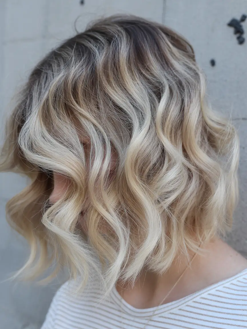 spring hair color light skin Cool Blonde Bob With Shadowed Roots