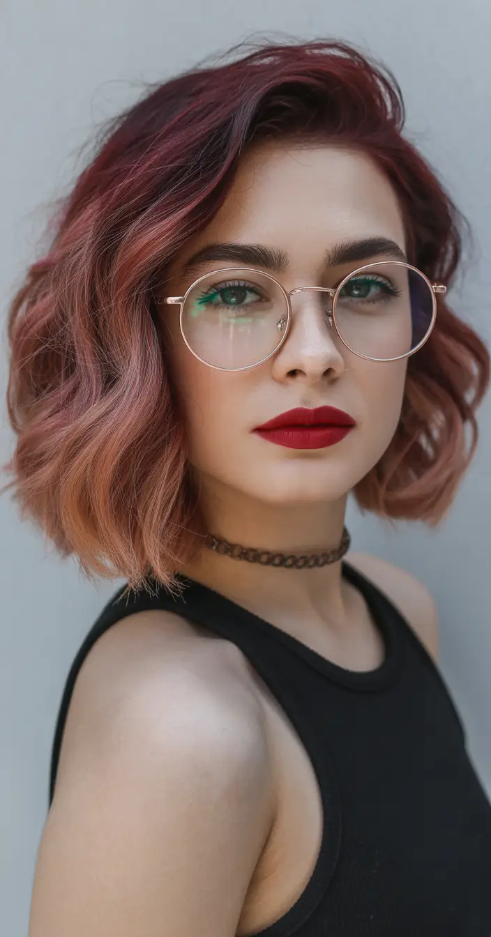 spring hair color light skin Rosewood Wavy Bob With Soft Editorial Edge