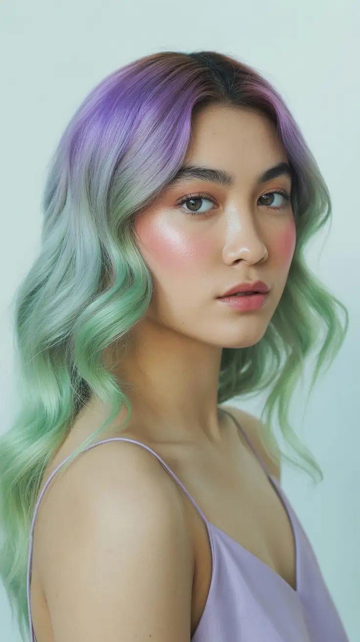 spring hair color light skin Pastel Lilac To Seafoam Melt For Soft Spring Drama