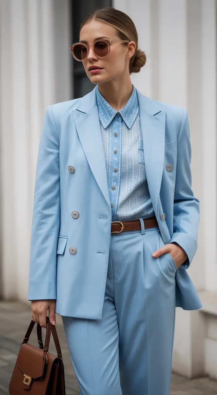 minimalist spring wardrobe Powder Blue Tailoring as a Fresh Spring Neutral