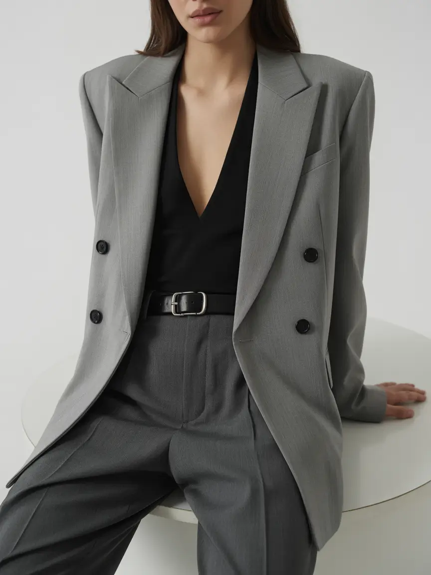 minimalist spring wardrobe Classic Gray Suiting With a Modern Edge