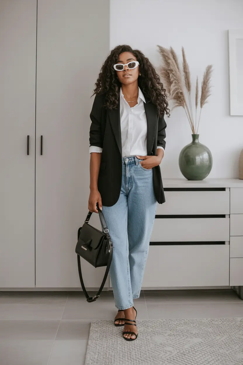 minimalist spring wardrobe Black Blazer and Denim as the Ultimate Everyday Minimalist Formula