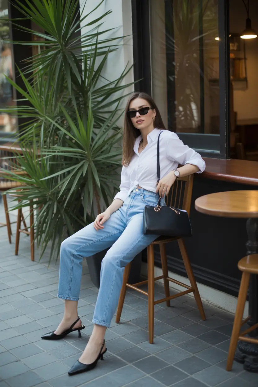 minimalist spring wardrobe The White Shirt and Denim Combo for Everyday Chic