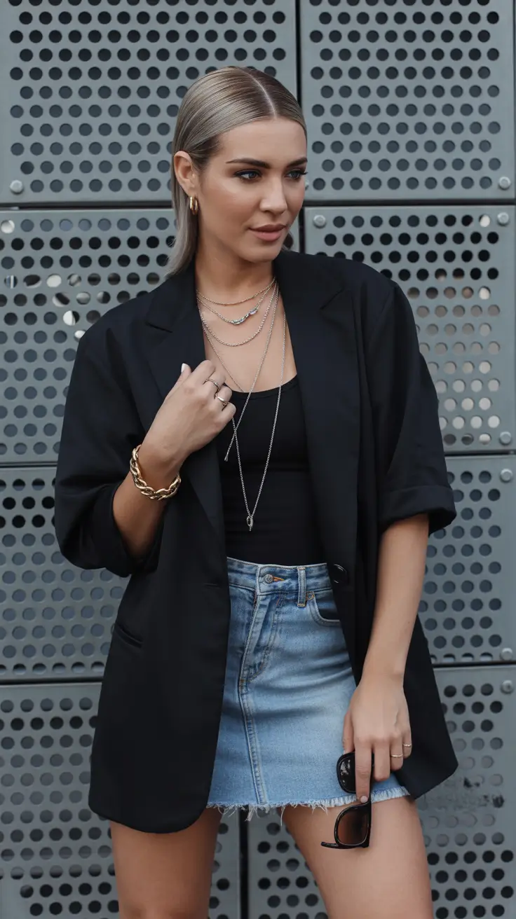 minimalist spring wardrobe Relaxed Blazer Styling With Denim