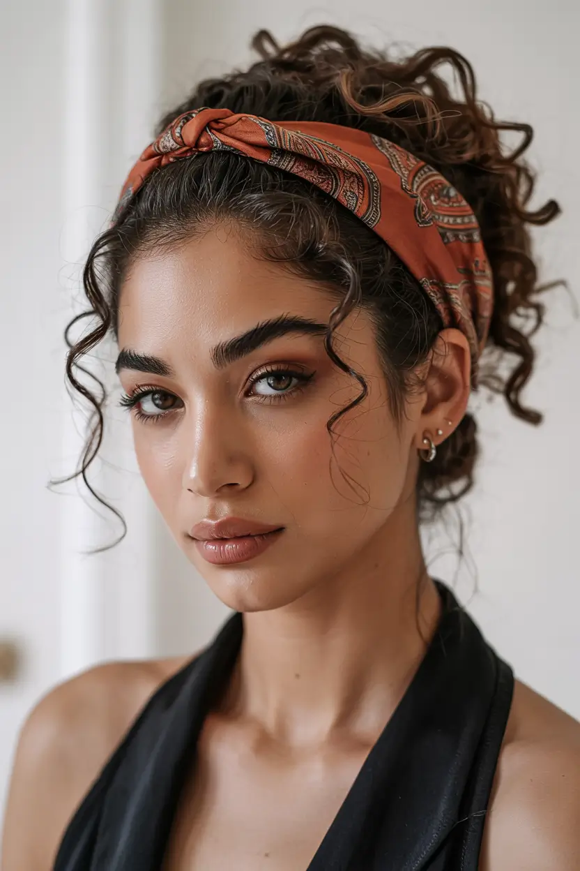 spring hairstyles Soft Curly Updo with Relaxed Headband Accent