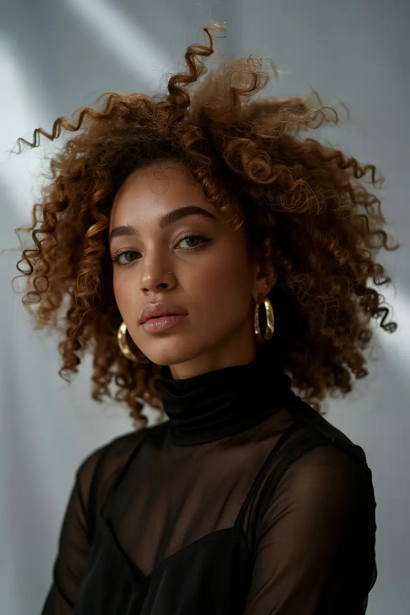 spring hairstyles Voluminous Natural Curly Halo with Soft Dimension