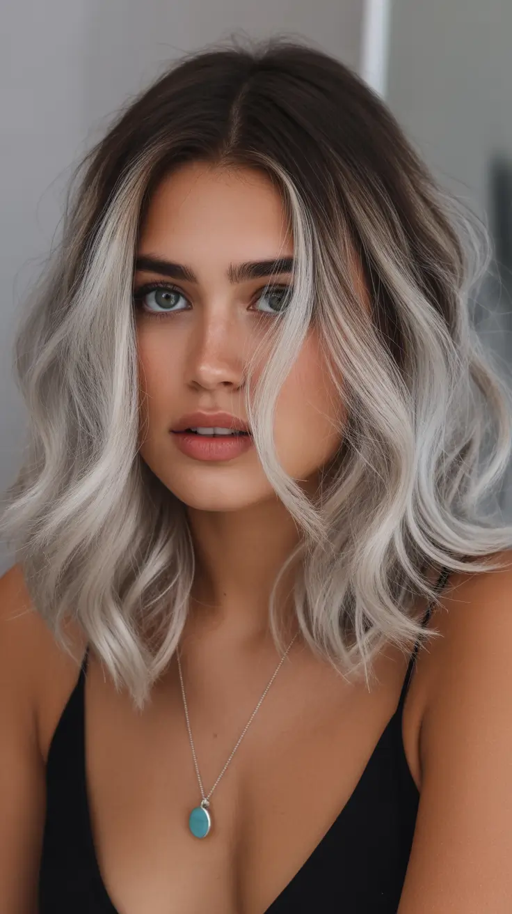 spring hairstyles Cool Blonde Textured Lob with Modern Soft Waves