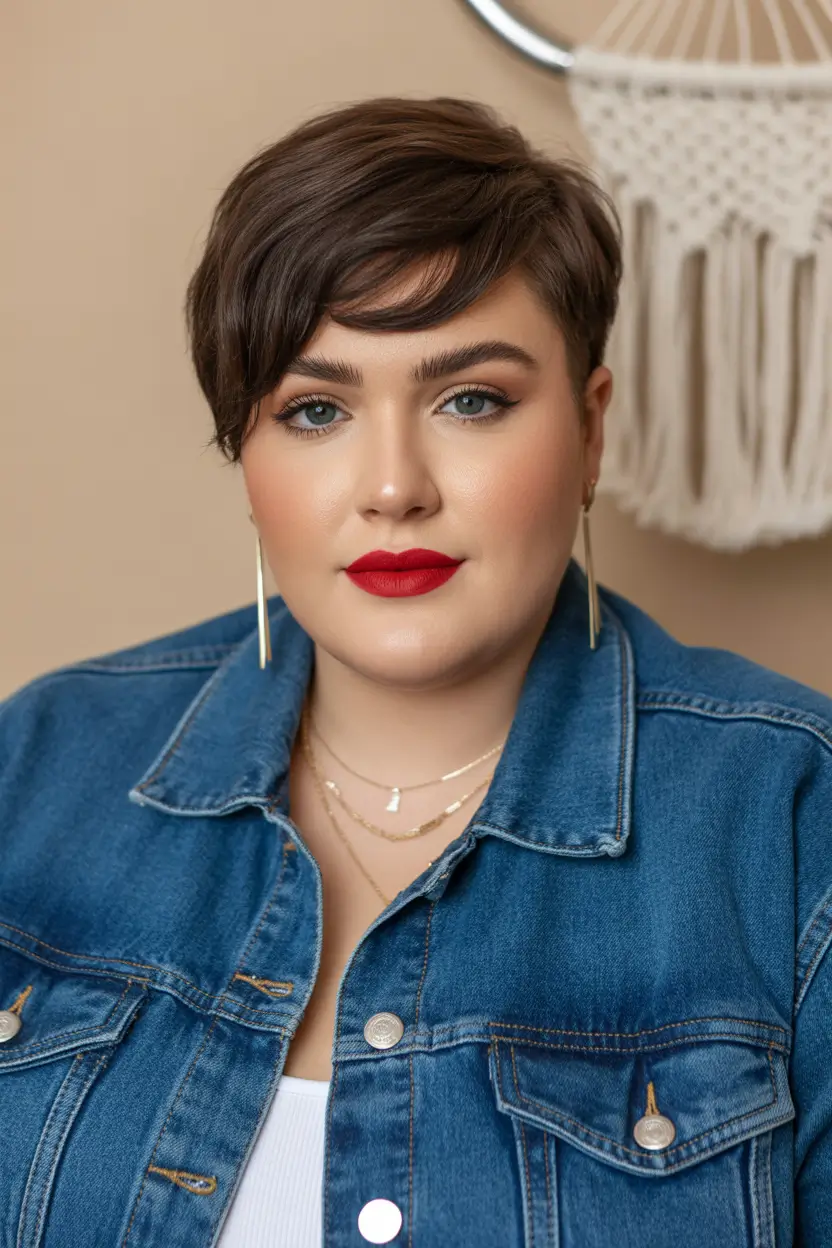 Spring Haircuts for Plus Size Women Soft Side Swept Short Cut With Feminine Balance