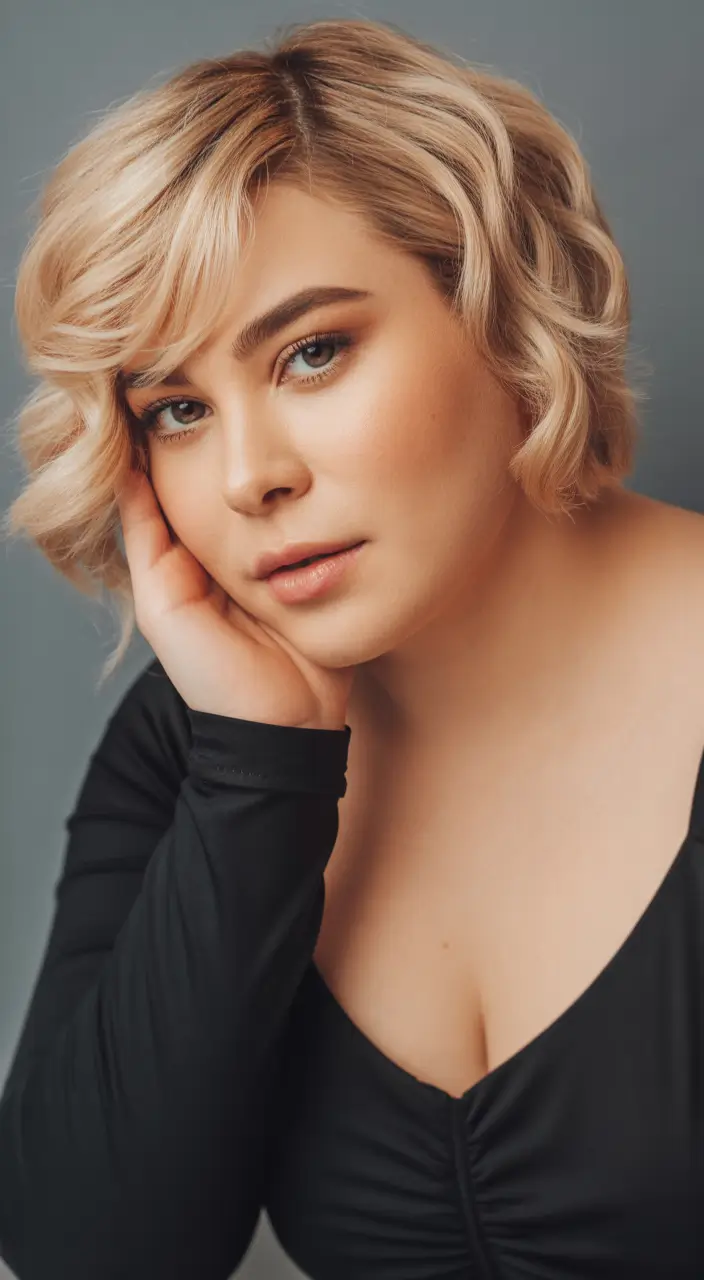 Spring Haircuts for Plus Size Women Romantic Short Shag Bob With Soft Waves