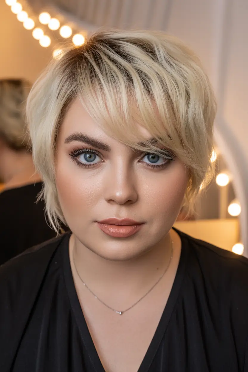 Spring Haircuts for Plus Size Women Choppy Blonde Long Pixie With Modern Texture