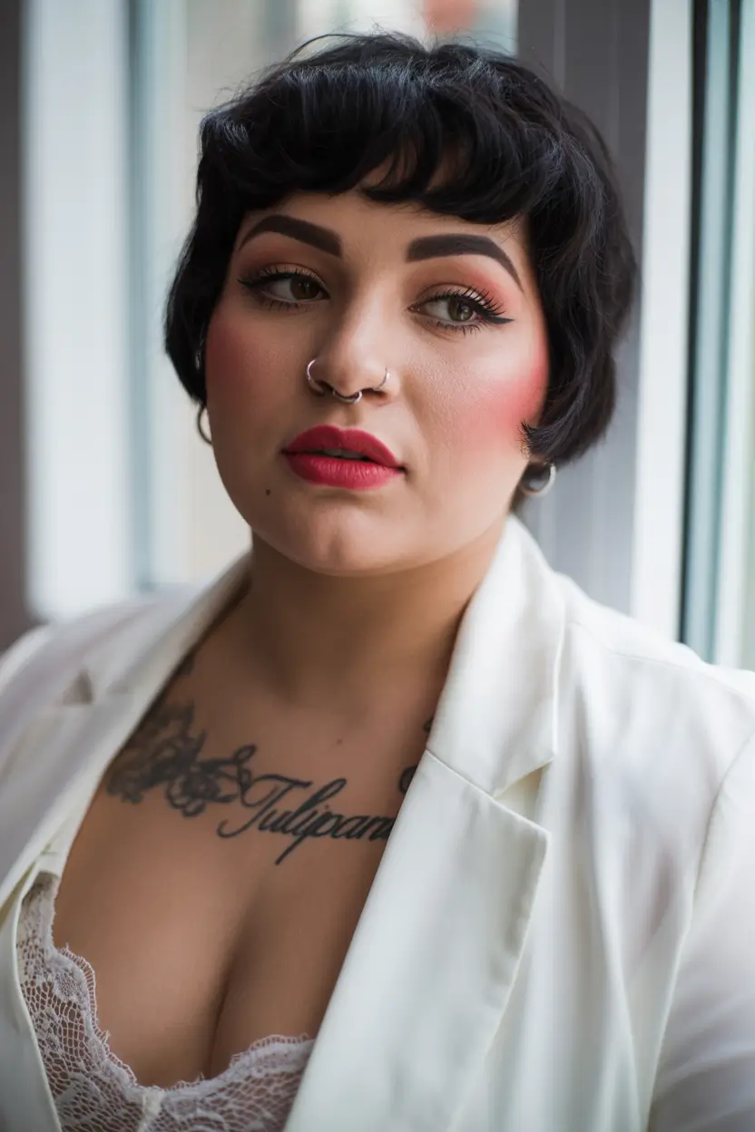 Spring Haircuts for Plus Size Women French Inspired Short Bob With Graphic Fringe