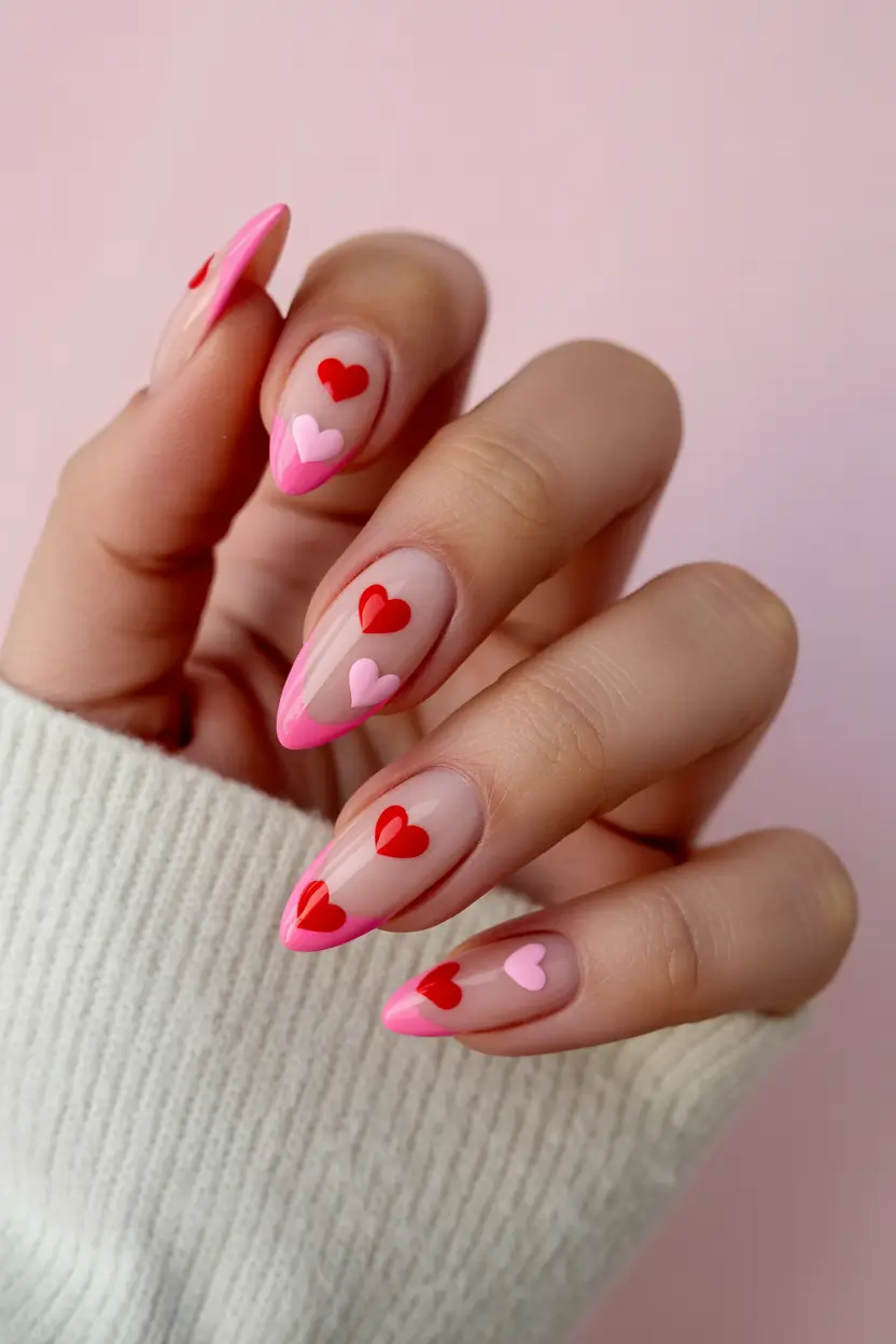 spring almond nails Romantic Pink Heart Almond Nails For Playful Spring Moments