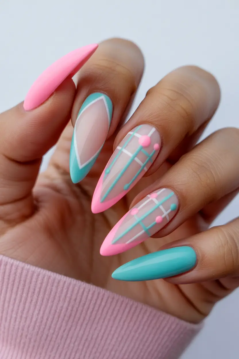 spring almond nails Pastel Graphic French With Modern Spring Energy