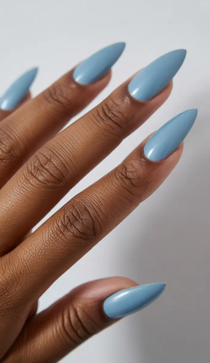 spring almond nails Soft Sky Blue Almond Nails For Clean Spring Minimalism