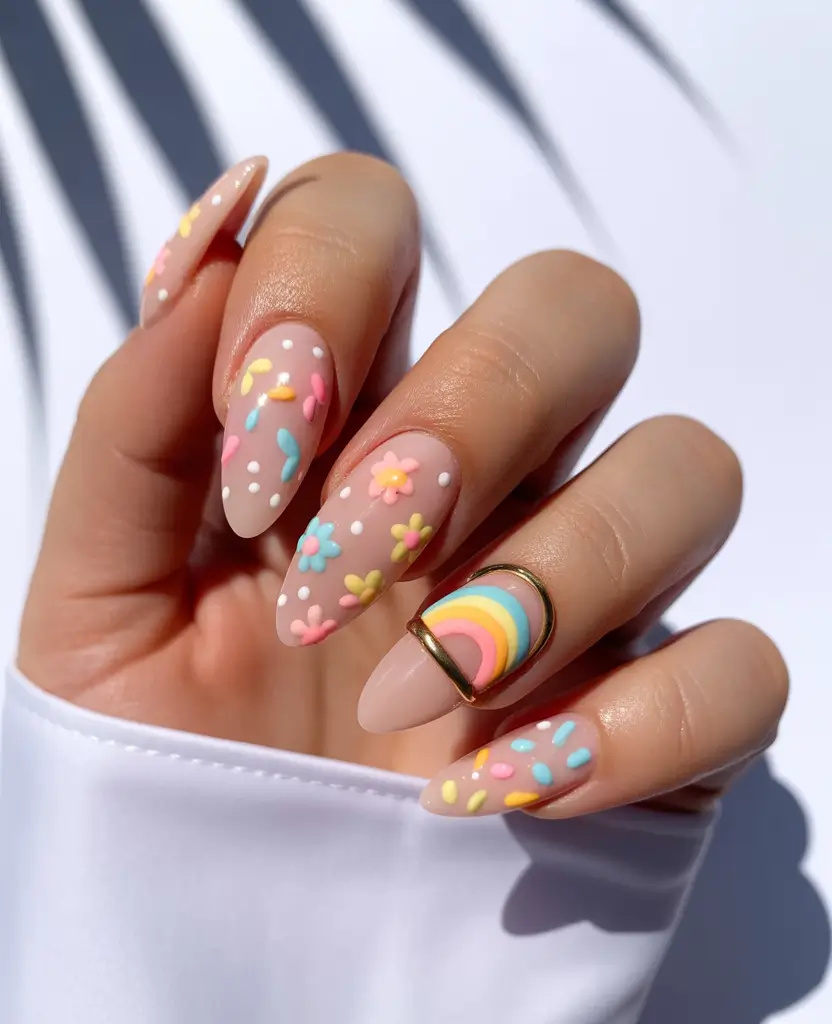 spring almond nails Playful Pastel Confetti Almond Nails With Spring Personality