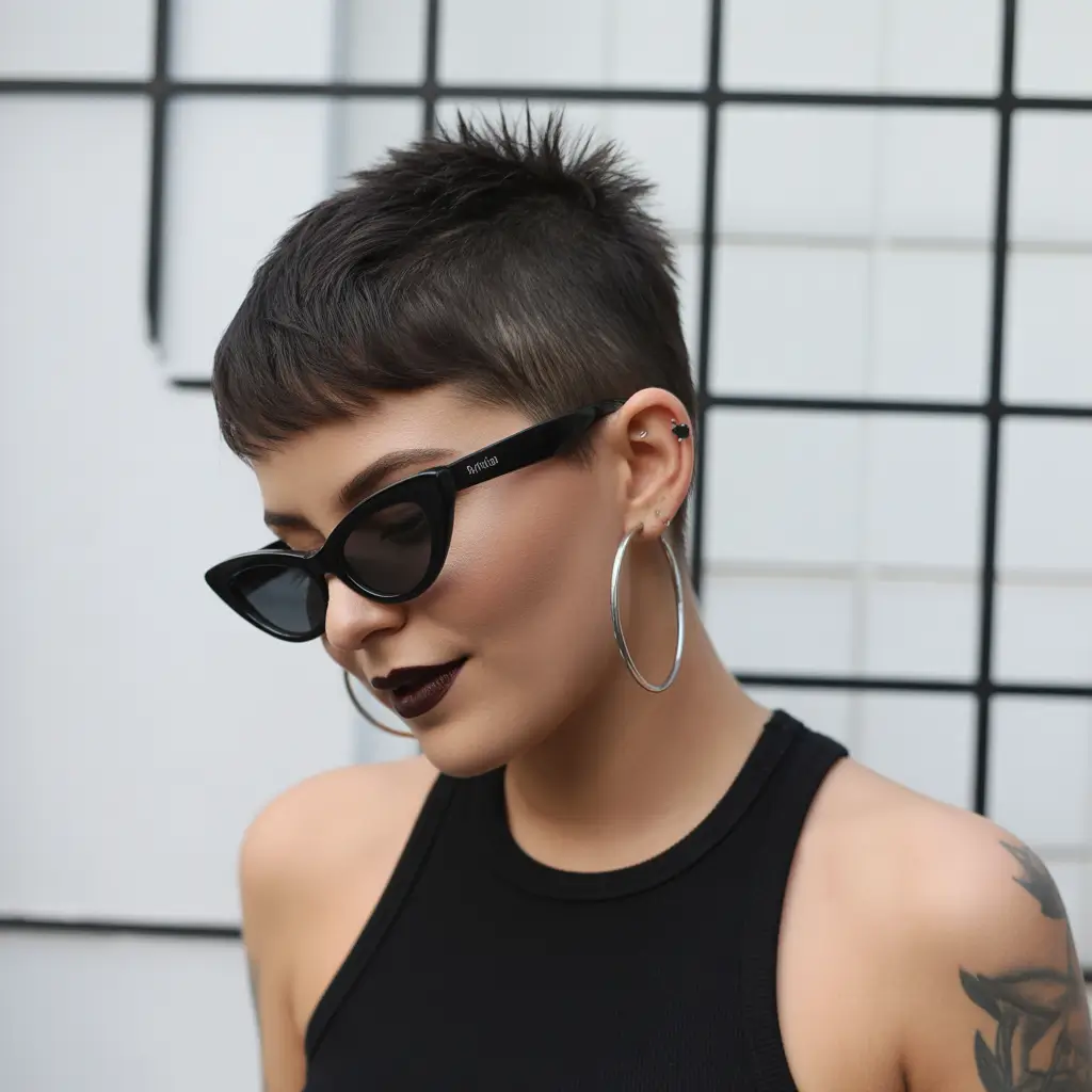 spring pixie Ultra Short Espresso Crop with Clean Lines