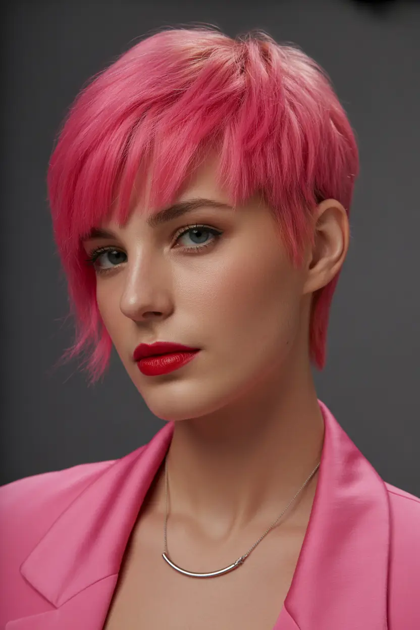 spring pixie Hot Pink Modern Pixie with Soft Mullet Edge