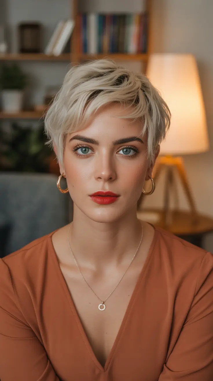 spring pixie Soft Champagne Blonde Layered Pixie with Lived In Texture