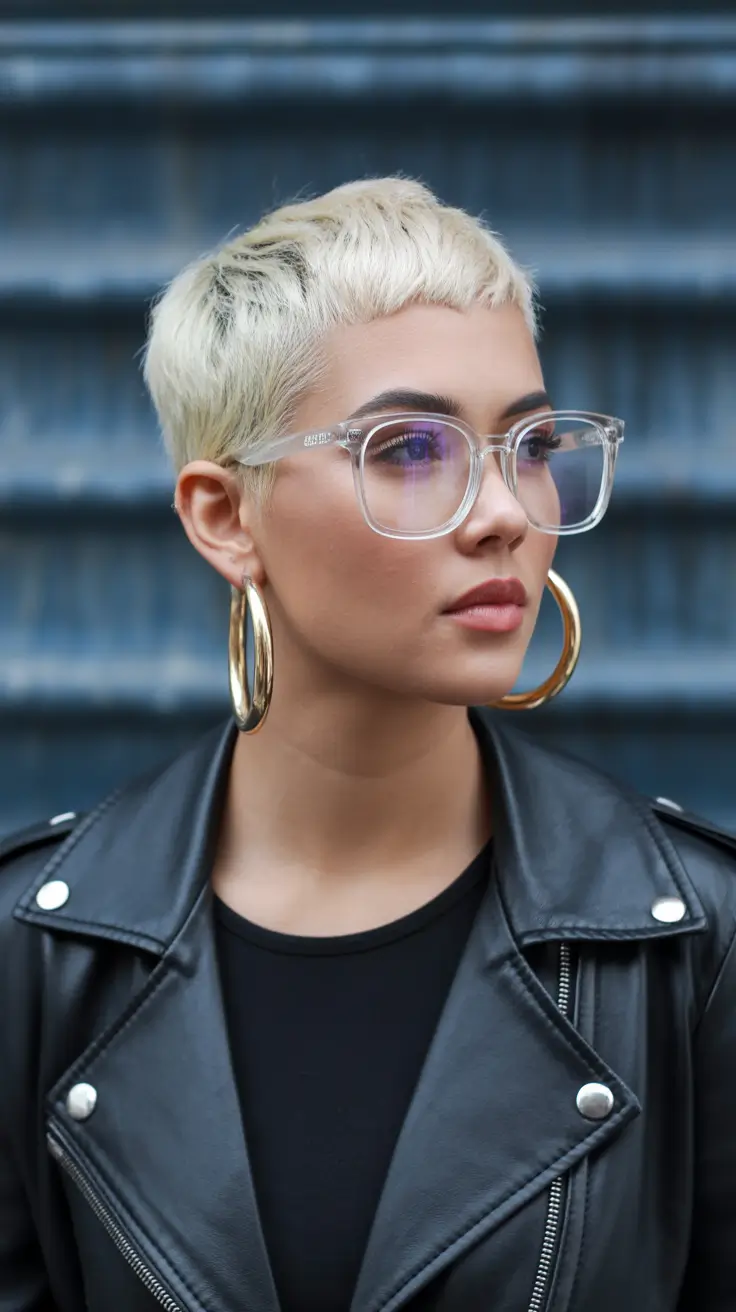 spring pixie Ultra Short Cropped Blonde Pixie with Micro Fringe