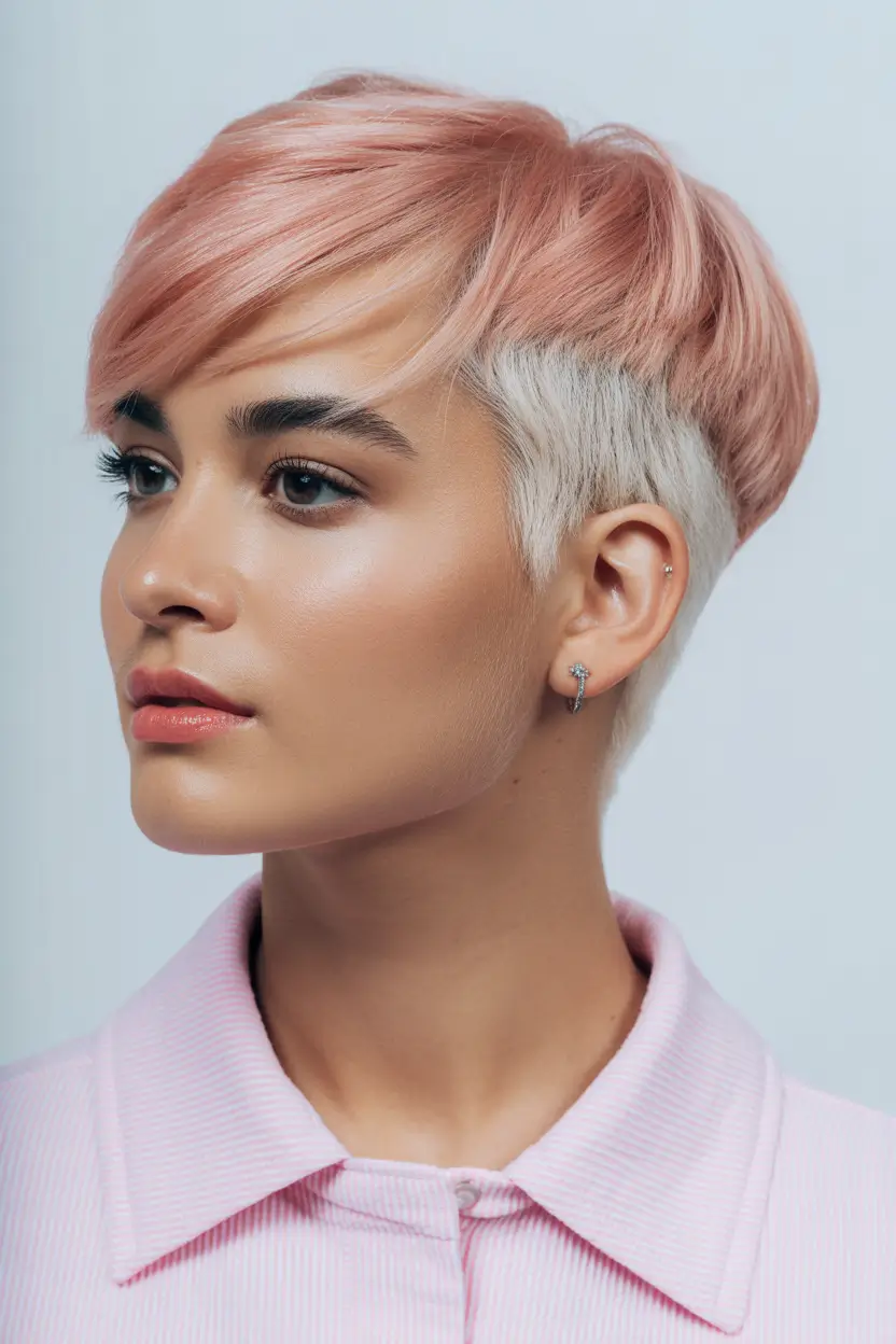 spring pixie Peach Blonde Pixie with Clean Undercut Detail