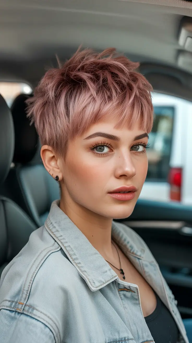 spring pixie Dusty Rose Playful Pixie with Casual Texture