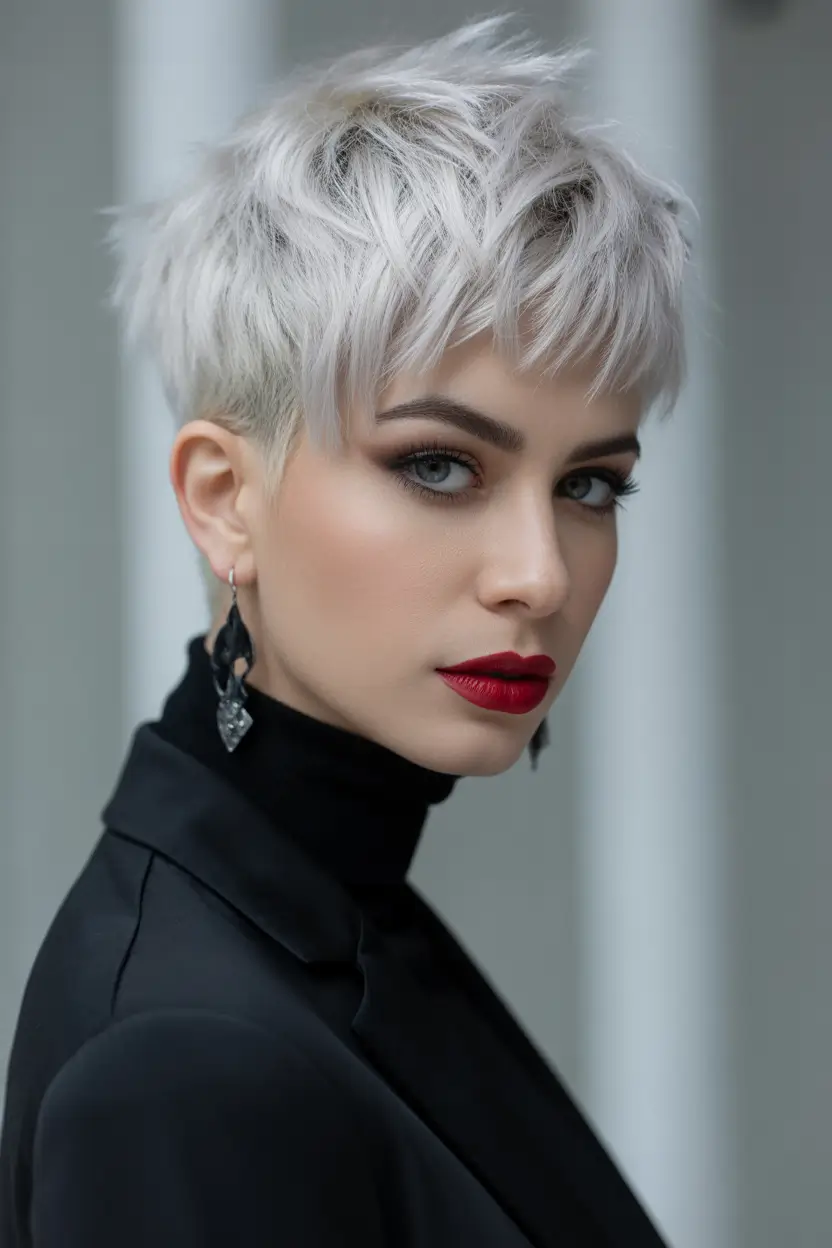 spring pixie Platinum Feathered Pixie with Modern Edge