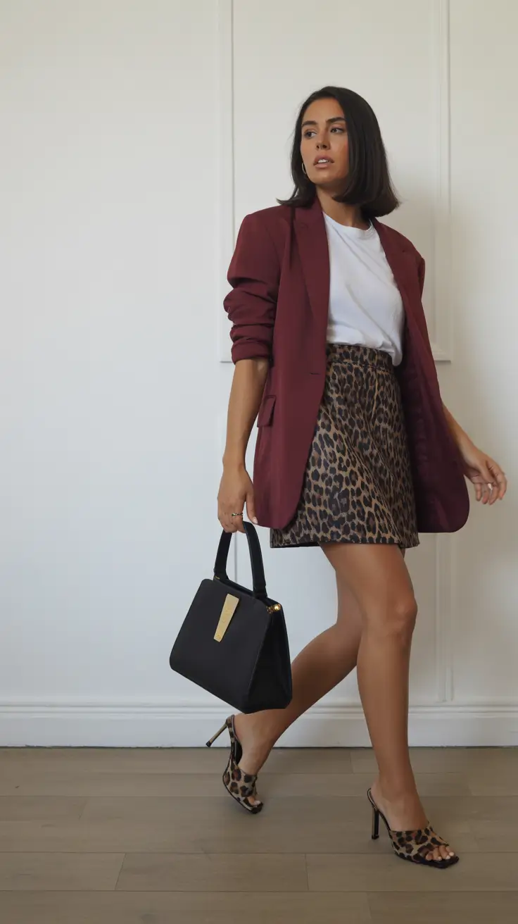 spring fits outfits Academia Aesthetic Meets Leopard and Blazer Polish