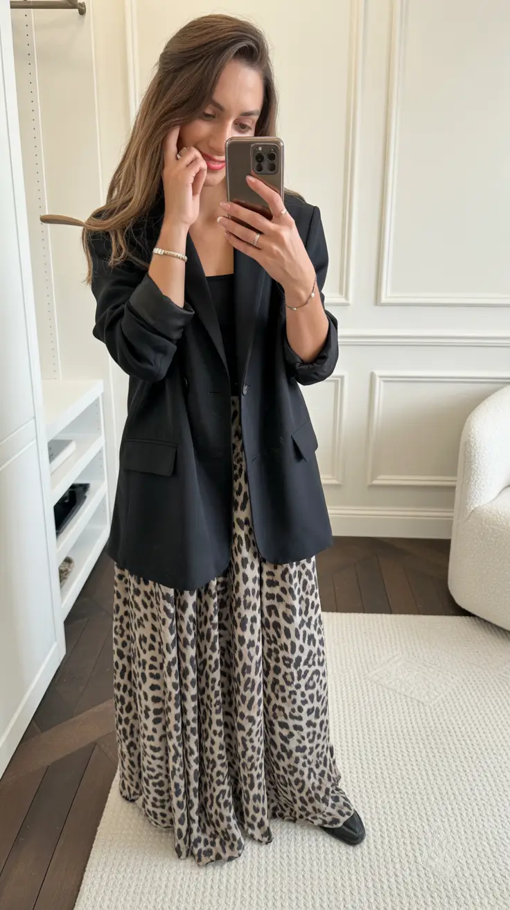 spring fits outfits Leopard Skirt Styling With Effortless Parisian Ease